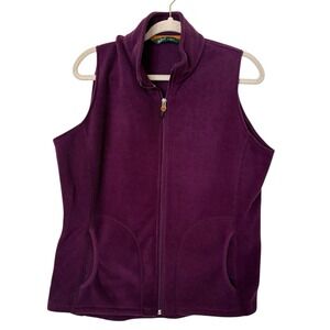 Woolrich Fleece Vest Women's Large Eggplant Purple Zip Up Soft Outdoor Layer